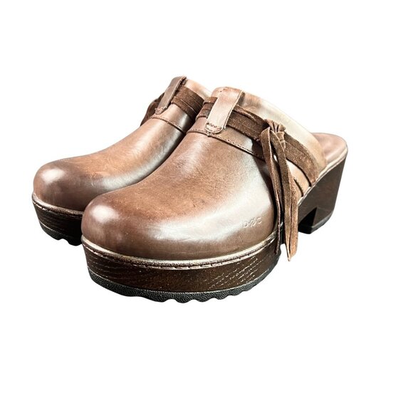 B.O.C. Womens Brown Leather Block Heel Platform Mule Clogs Shoes US sz 8 EUC - Picture 4 of 12